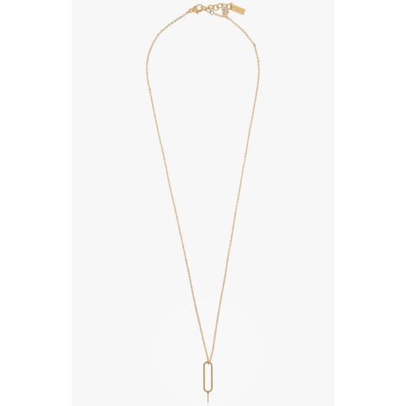 NIB $550 Saint Laurent Sim Key And Rhinestone Charm Brass Necklace - Picture 1 of 9